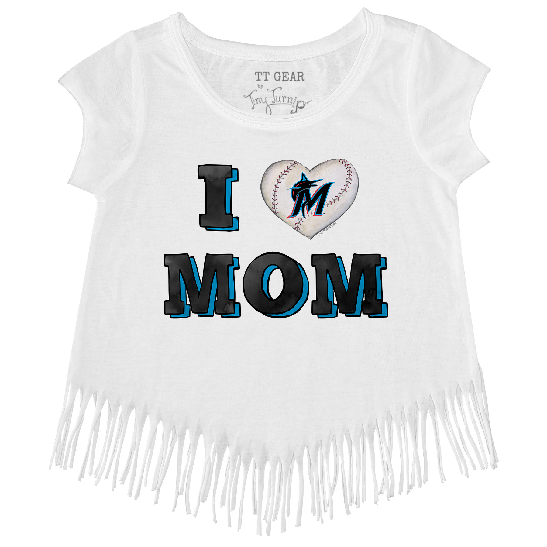 Miami Marlins I Love Mom Fringe Tee
