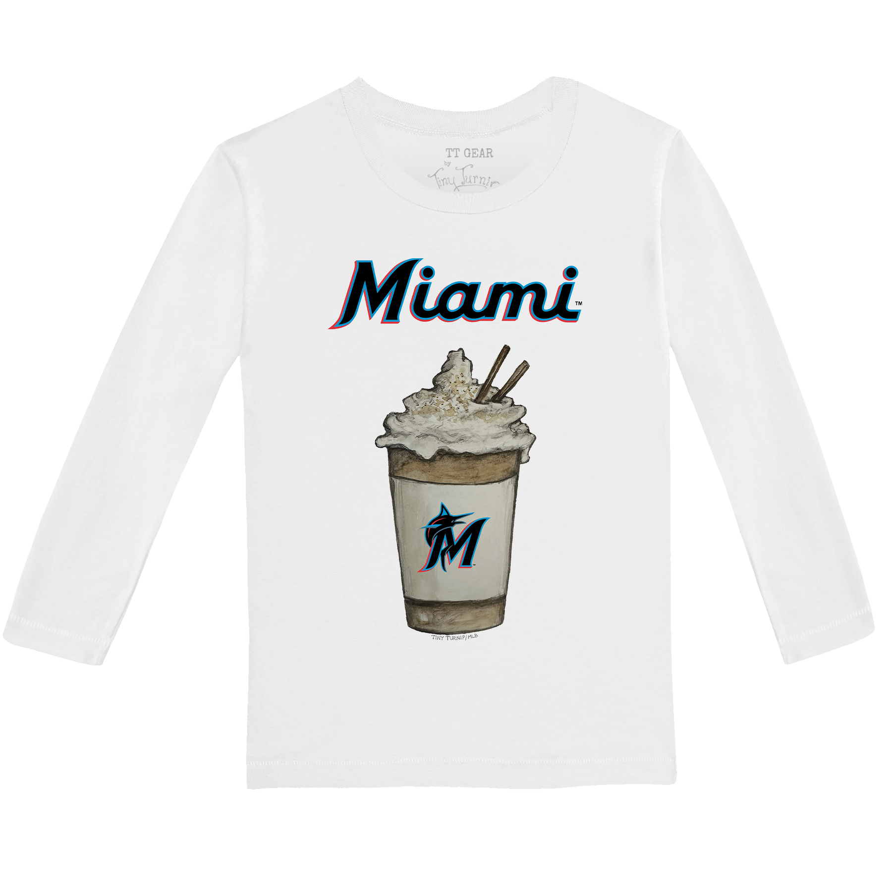 Miami Marlins Latte Long-Sleeve Tee Shirt