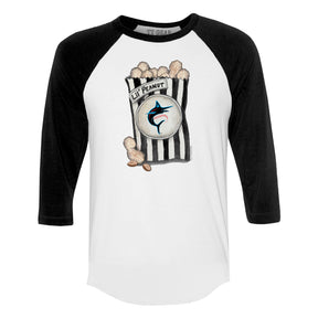 Miami Marlins Lil' Peanut 3/4 Black Sleeve Raglan