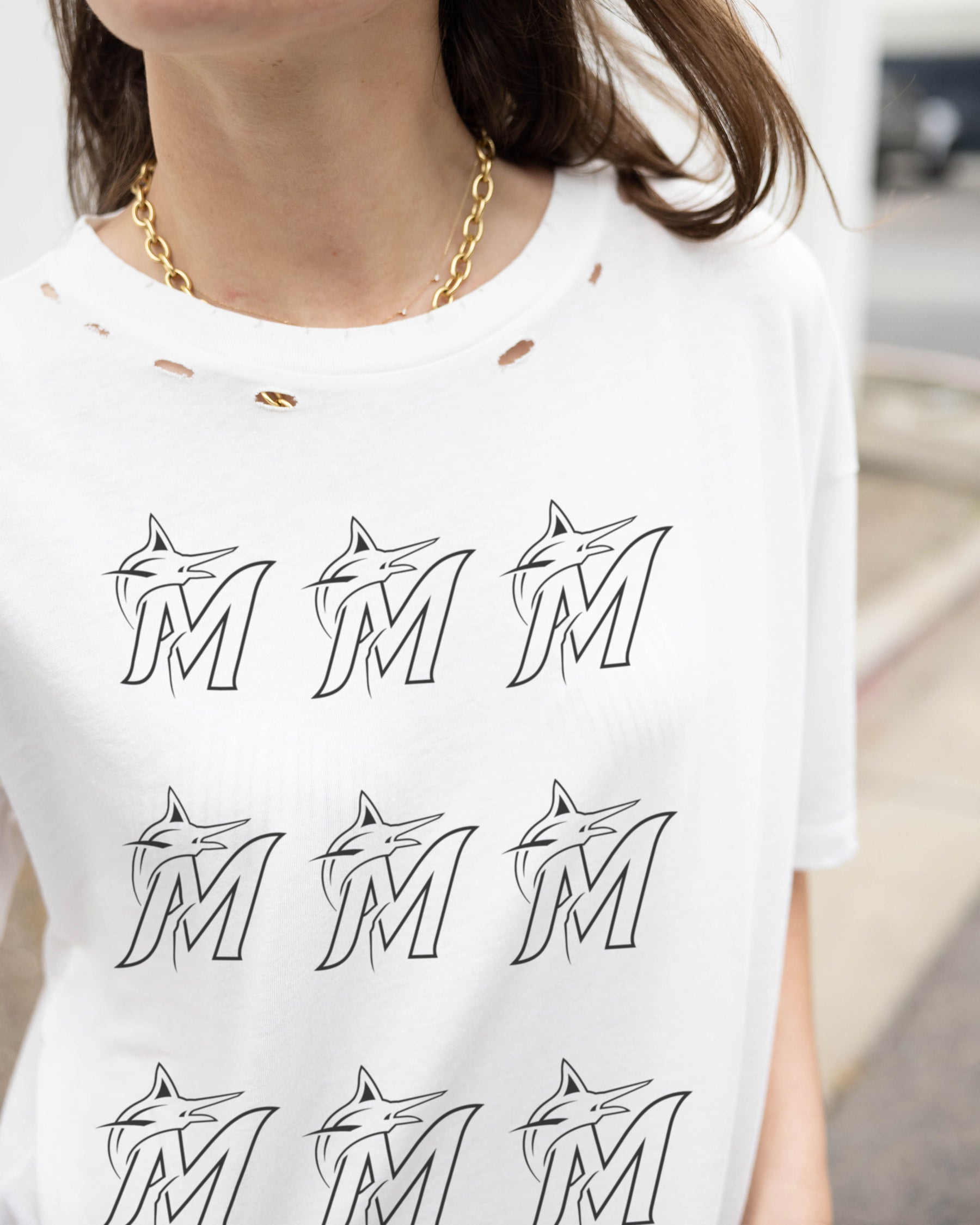 Miami Marlins Logo Grid Vintage Tee