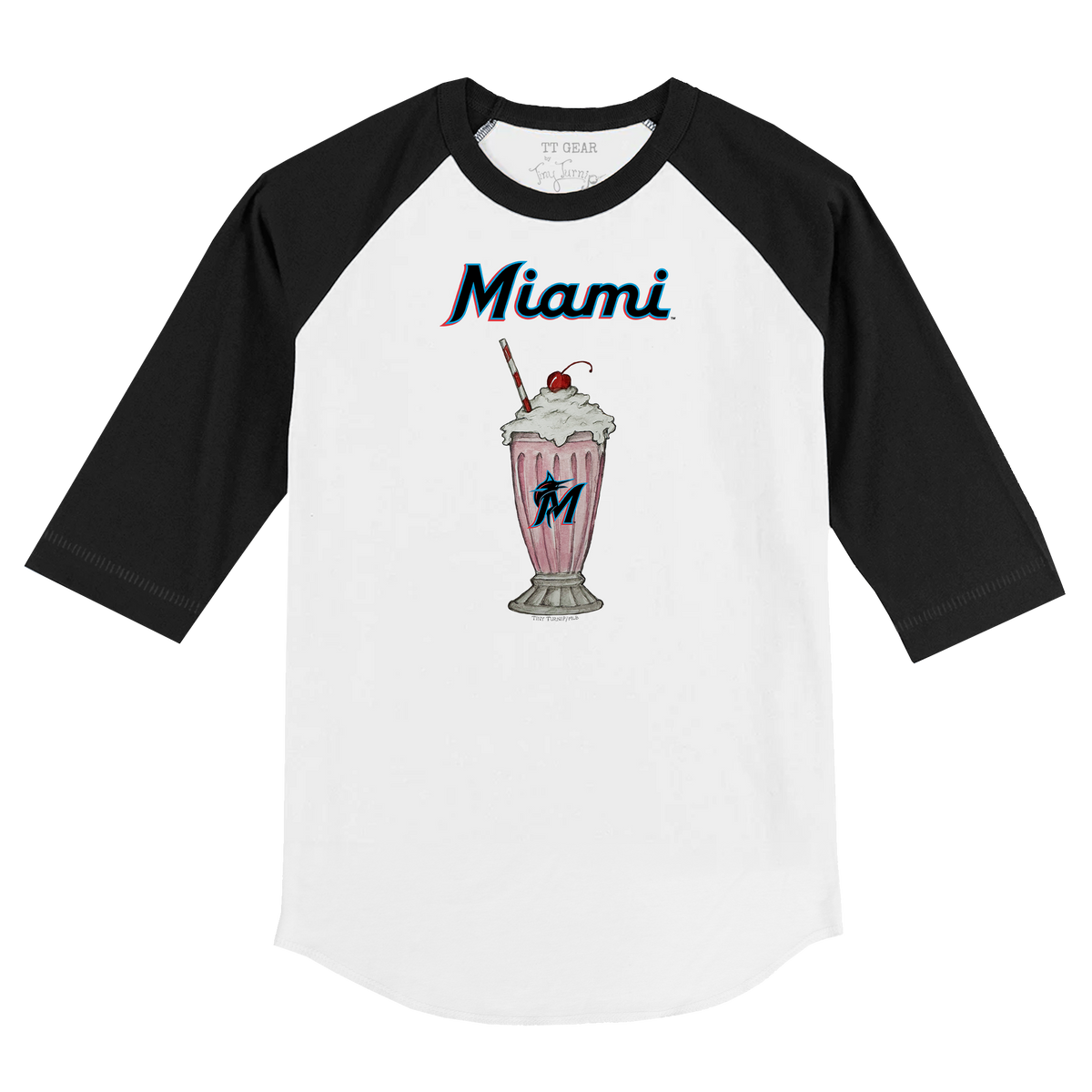 Miami Marlins Milkshake 3/4 Black Sleeve Raglan