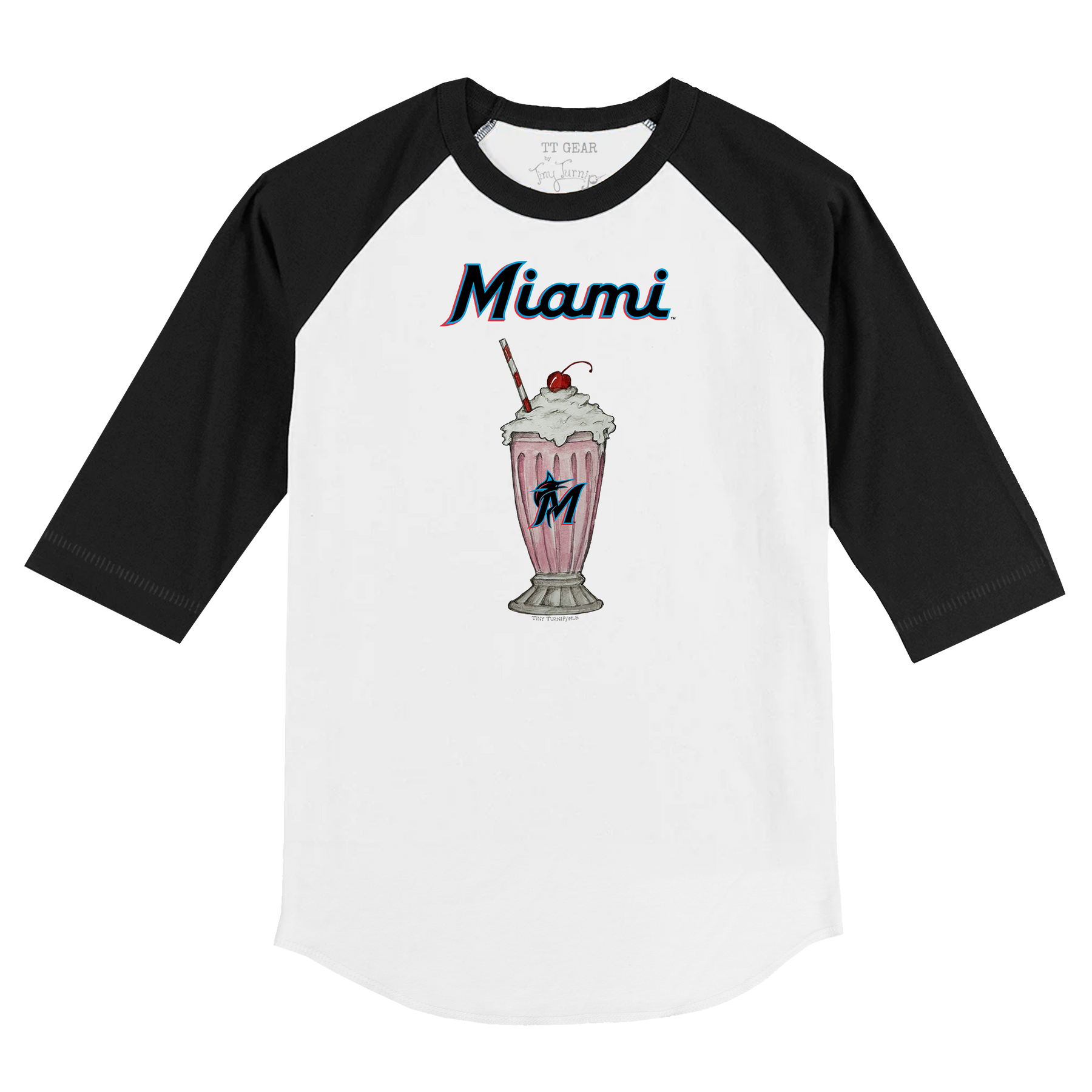 Miami Marlins Milkshake 3/4 Black Sleeve Raglan