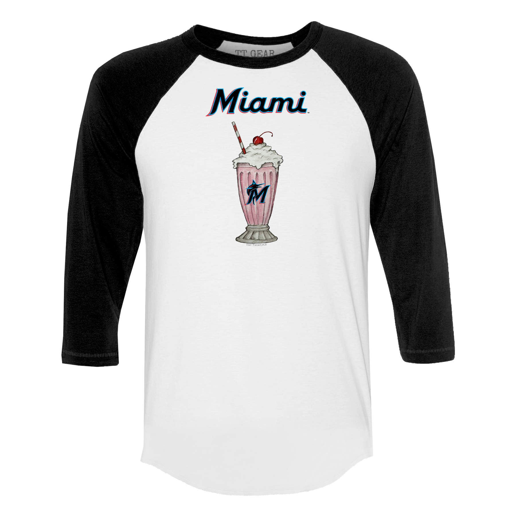 Miami Marlins Milkshake 3/4 Black Sleeve Raglan
