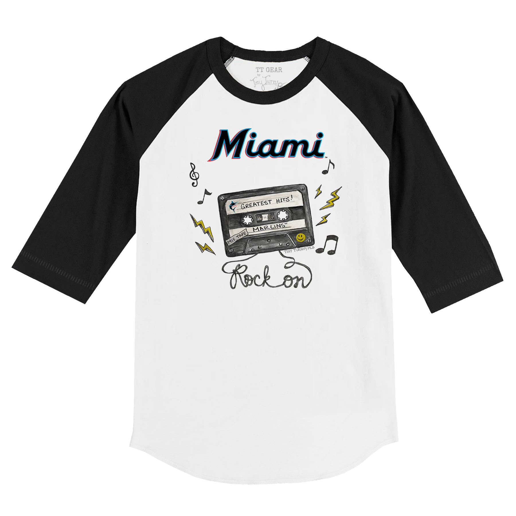 Miami Marlins Mixtape 3/4 Black Sleeve Raglan