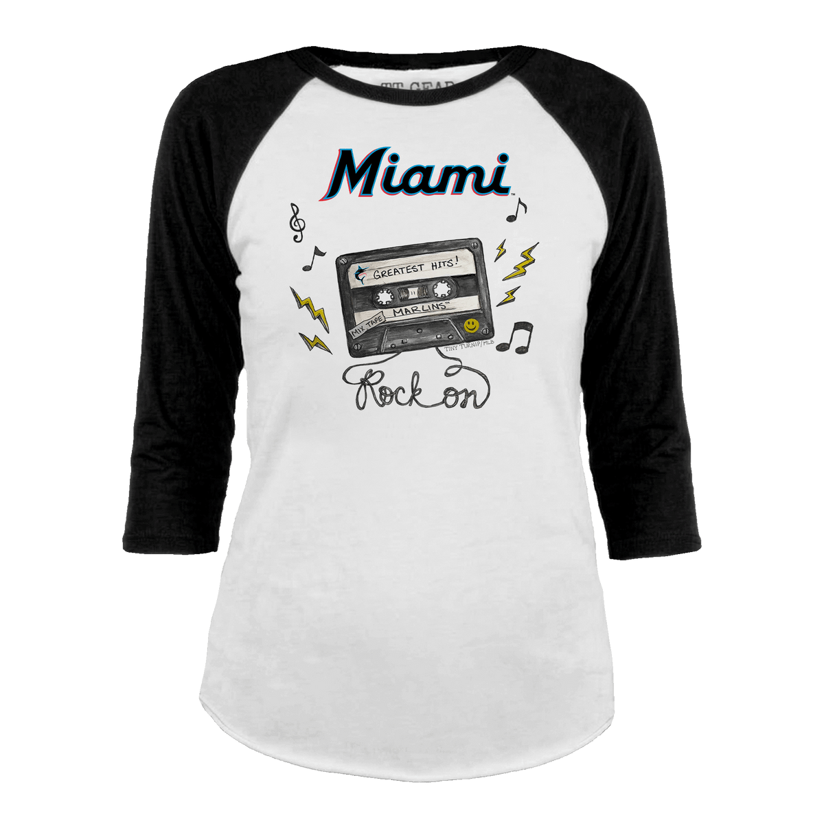 Miami Marlins Mixtape 3/4 Black Sleeve Raglan