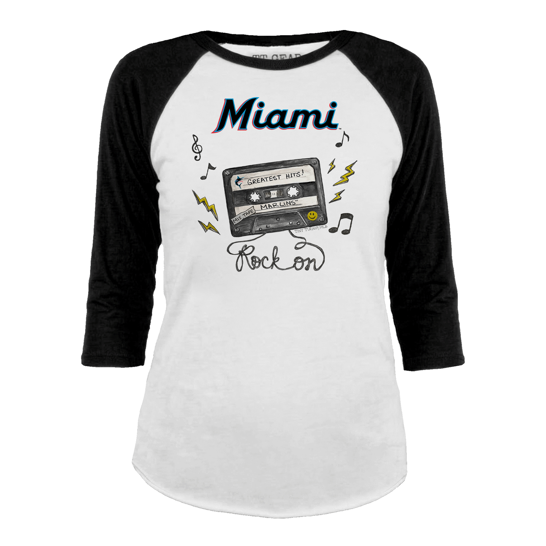 Miami Marlins Mixtape 3/4 Black Sleeve Raglan