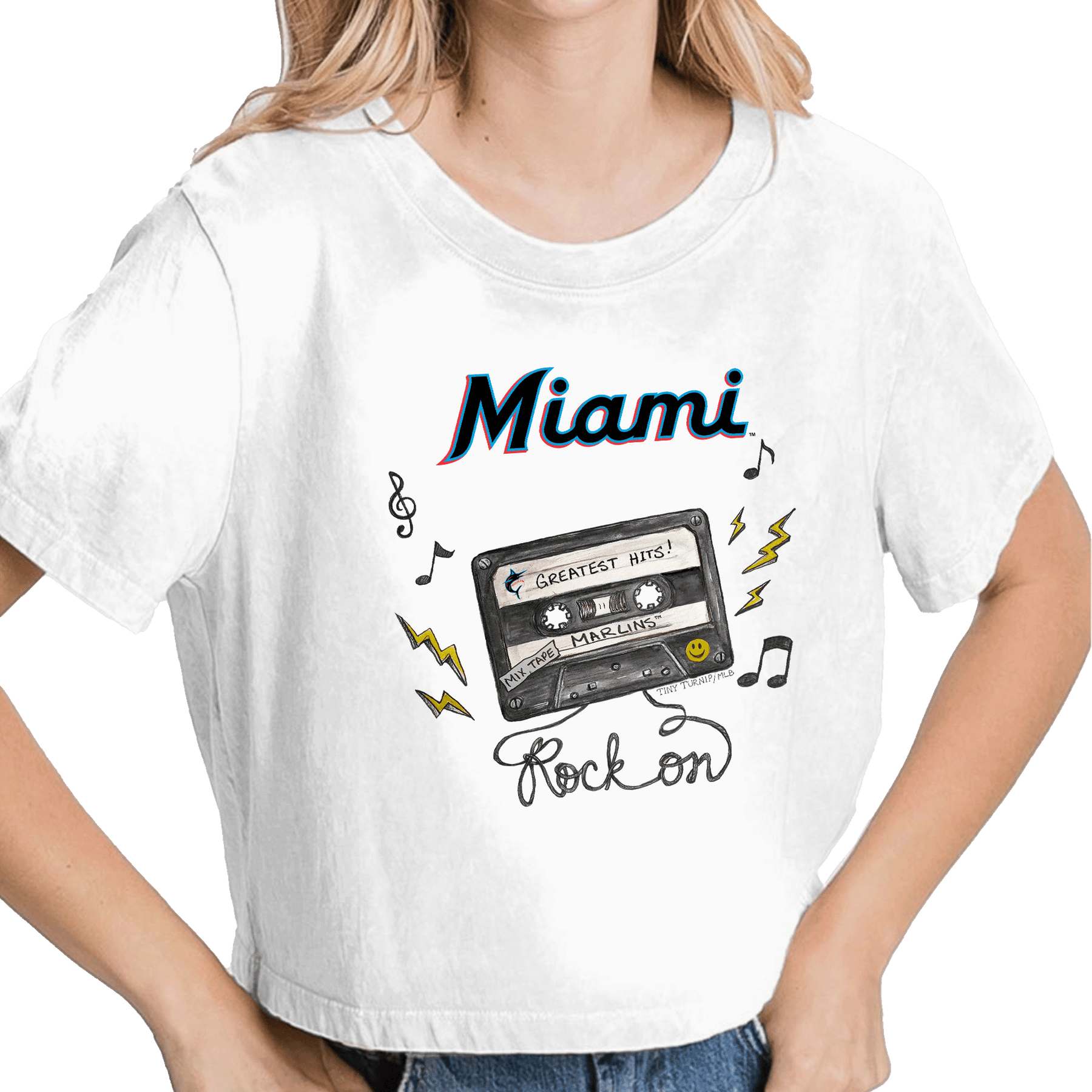Miami Marlins Mixtape Vintage Crop Tee - Tiny Turnip