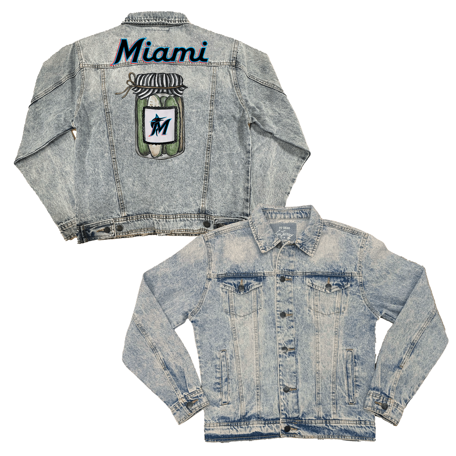 Miami Marlins Pickle Jar Boyfriend Denim Jacket