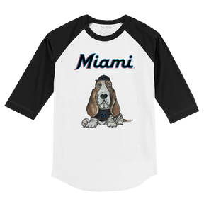 Miami Marlins Puddy 3/4 Black Sleeve Raglan - Tiny Turnip