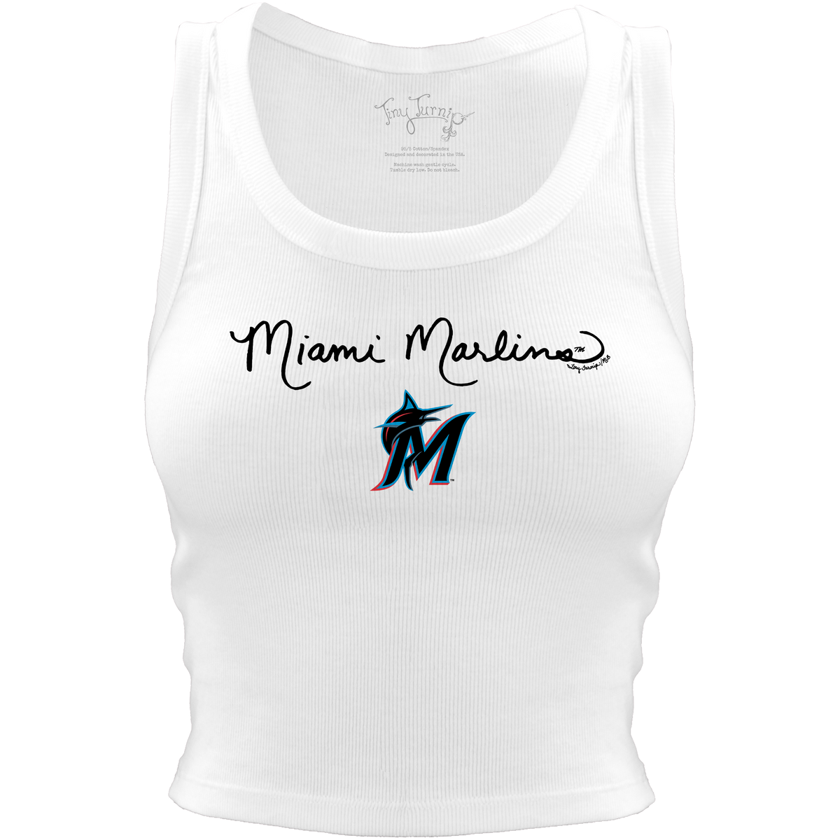 Miami Marlins Logo Script Crop Tank - Tiny Turnip