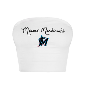 Miami Marlins Logo Script Crop Tube Top