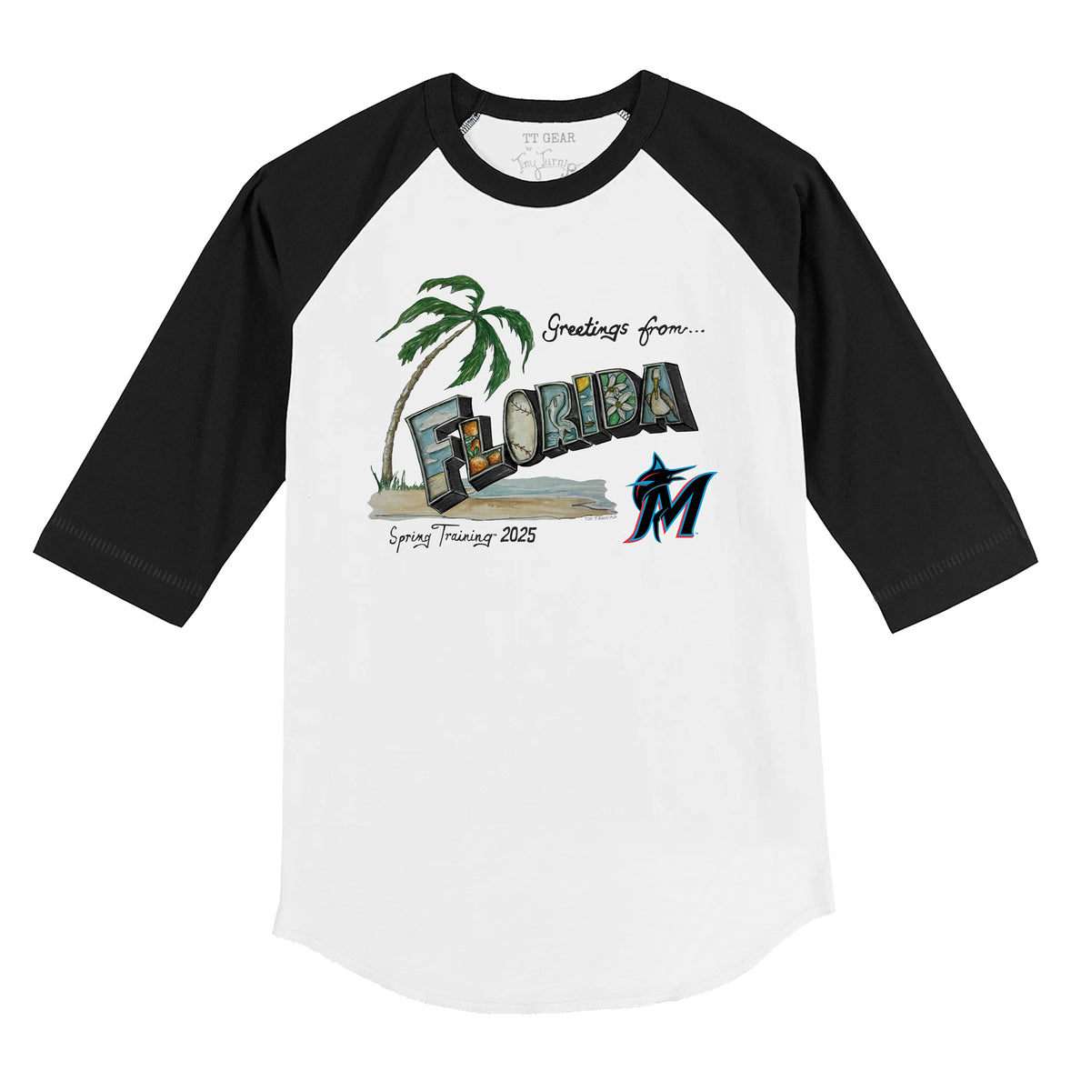 Miami Marlins Spring Training 2025 3/4 Black Sleeve Raglan