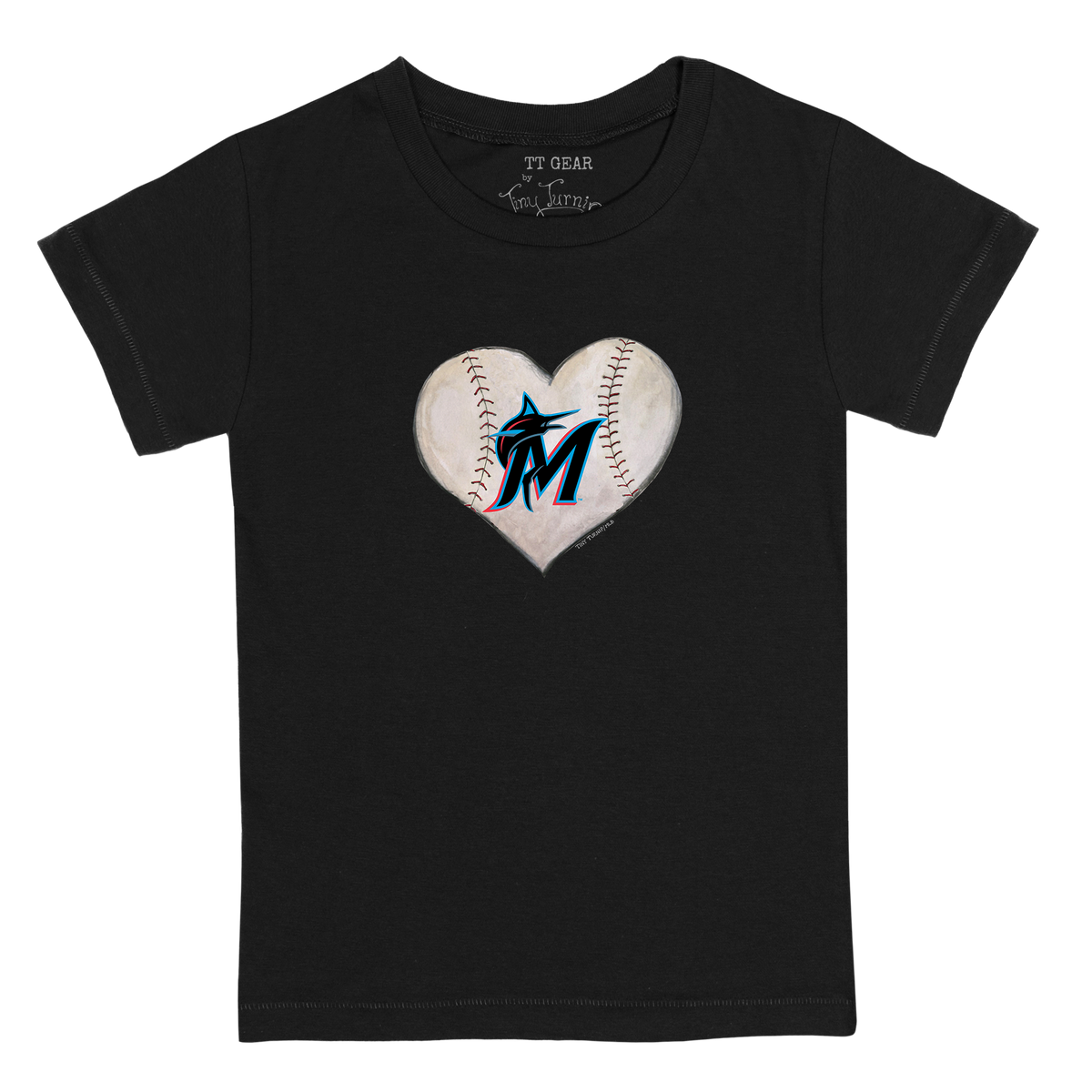 Miami Marlins Stitched Heart Kid's Tee Shirt - Tiny Turnip