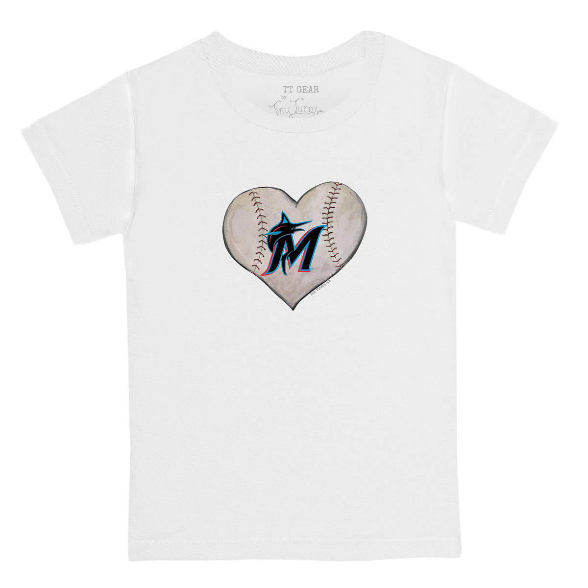 Miami Marlins Stitched Heart Kid's Tee Shirt - Tiny Turnip