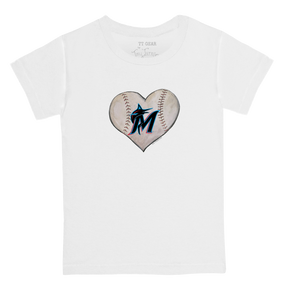 Miami Marlins Stitched Heart Kid's Tee Shirt - Tiny Turnip
