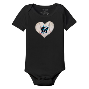 Miami Marlins Stitched Heart Short Sleeve Snapper - Tiny Turnip