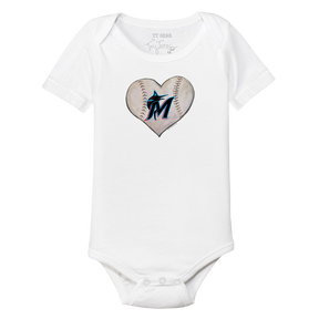 Miami Marlins Stitched Heart Short Sleeve Snapper - Tiny Turnip