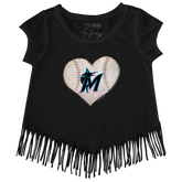 Miami Marlins Stitched Heart Fringe Tee - Tiny Turnip