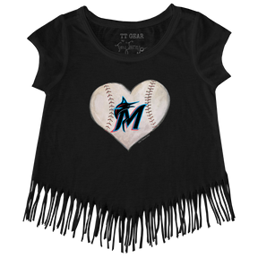 Miami Marlins Stitched Heart Fringe Tee - Tiny Turnip