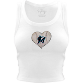 Miami Marlins Baseball Heart Crop Tank - Tiny Turnip