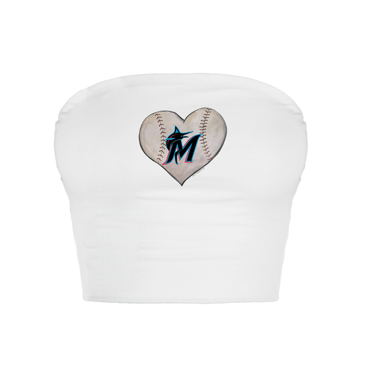 Miami Marlins Stitched Heart Crop Tube Top - Tiny Turnip