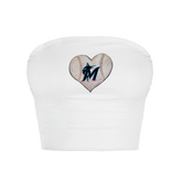 Miami Marlins Stitched Heart Crop Tube Top - Tiny Turnip