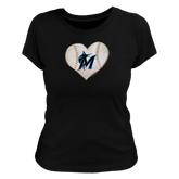 Miami Marlins Stitched Heart Women's Tee Shirt - Tiny Turnip