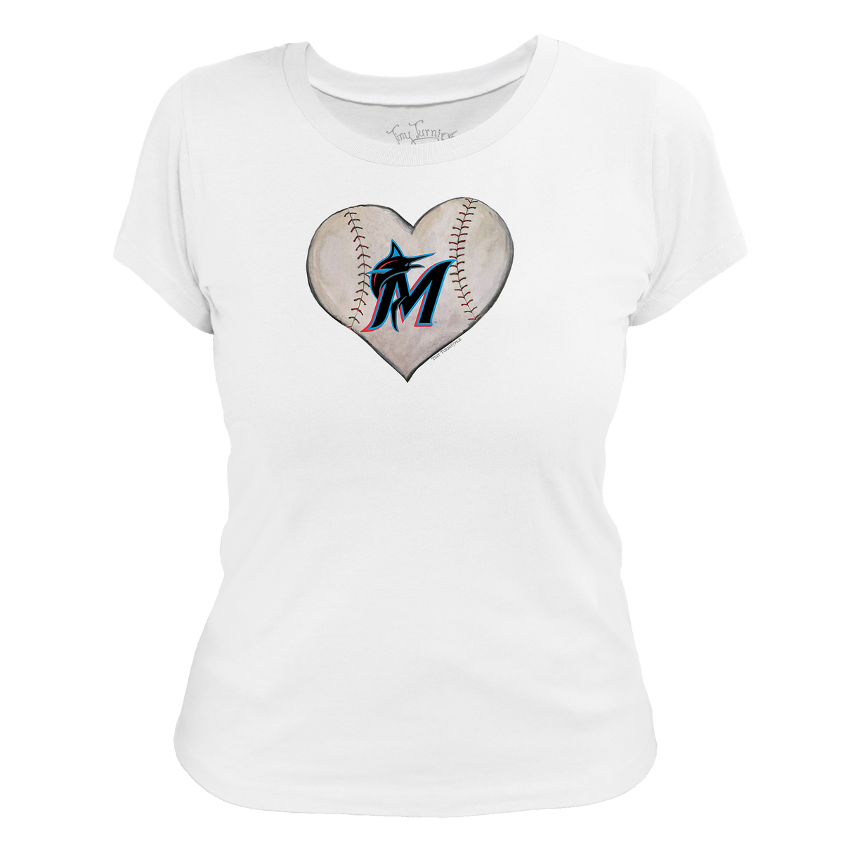 Miami Marlins Stitched Heart Women's Tee Shirt - Tiny Turnip