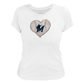 Miami Marlins Stitched Heart Women's Tee Shirt - Tiny Turnip