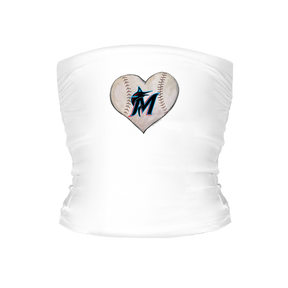 Miami Marlins Stitched Heart Tube Top - Tiny Turnip