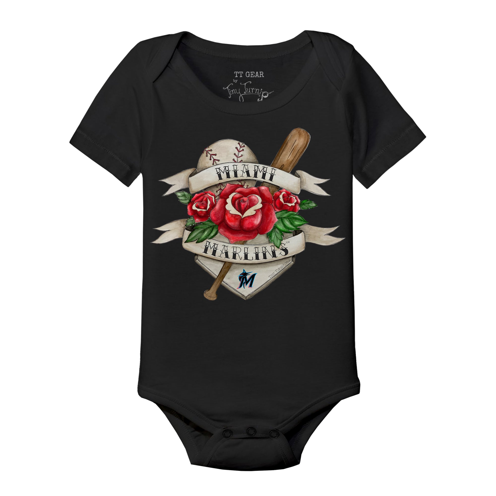 Miami Marlins Tattoo Rose Short Sleeve Snapper Tiny Turnip