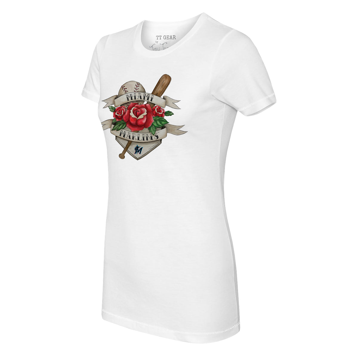 Miami Marlins Tattoo Rose Tee Shirt