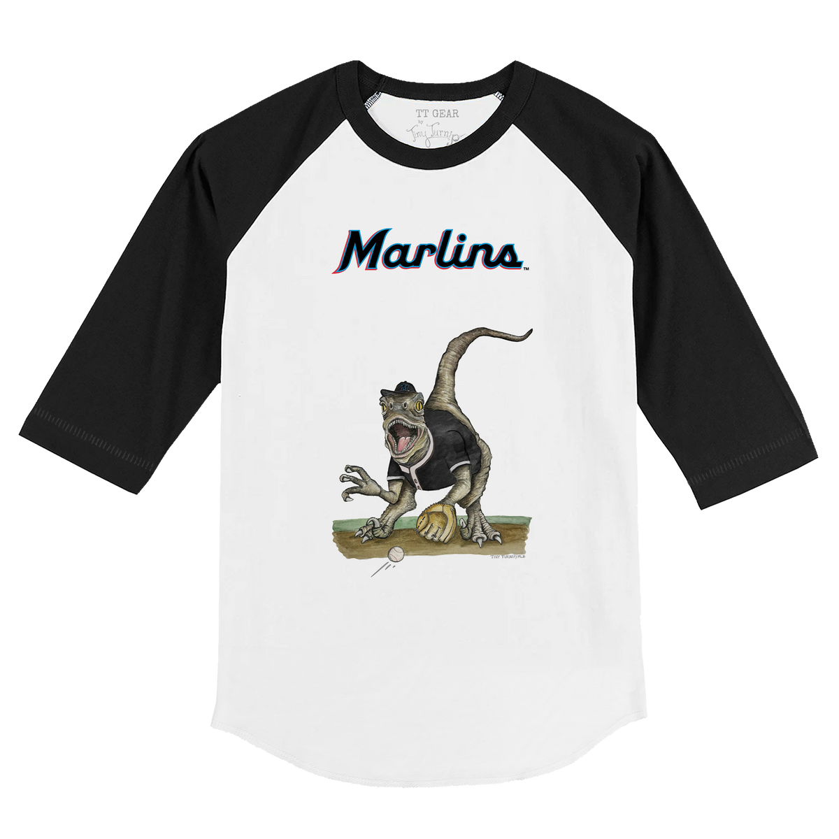 Miami Marlins Velociraptor 3/4 Black Sleeve Raglan