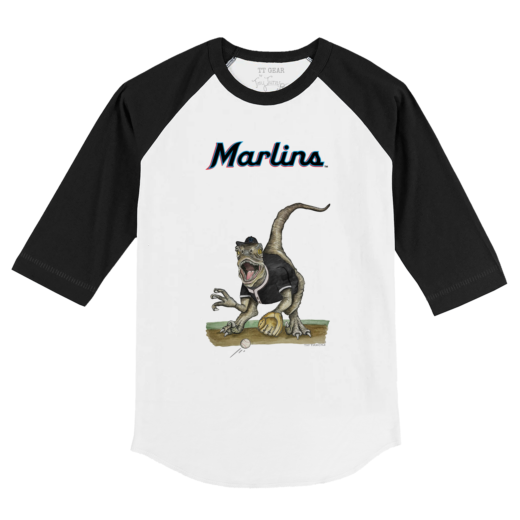 Miami Marlins Velociraptor 3/4 Black Sleeve Raglan