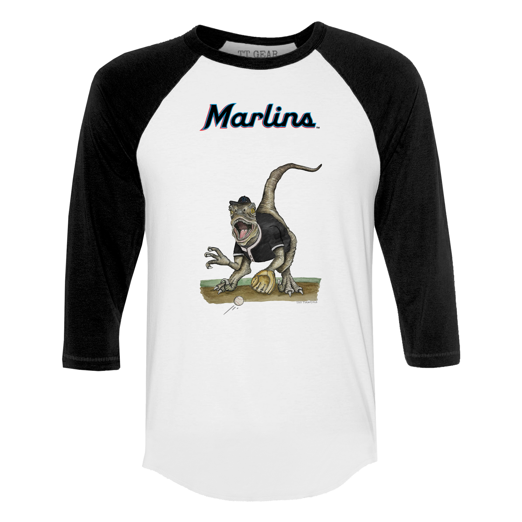 Miami Marlins Velociraptor 3/4 Black Sleeve Raglan