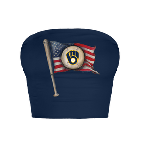 Milwaukee Brewers Baseball Flag Crop Tube Top