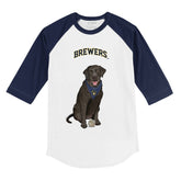 Milwaukee Brewers Black Labrador Retriever 3/4 Navy Blue Sleeve Raglan