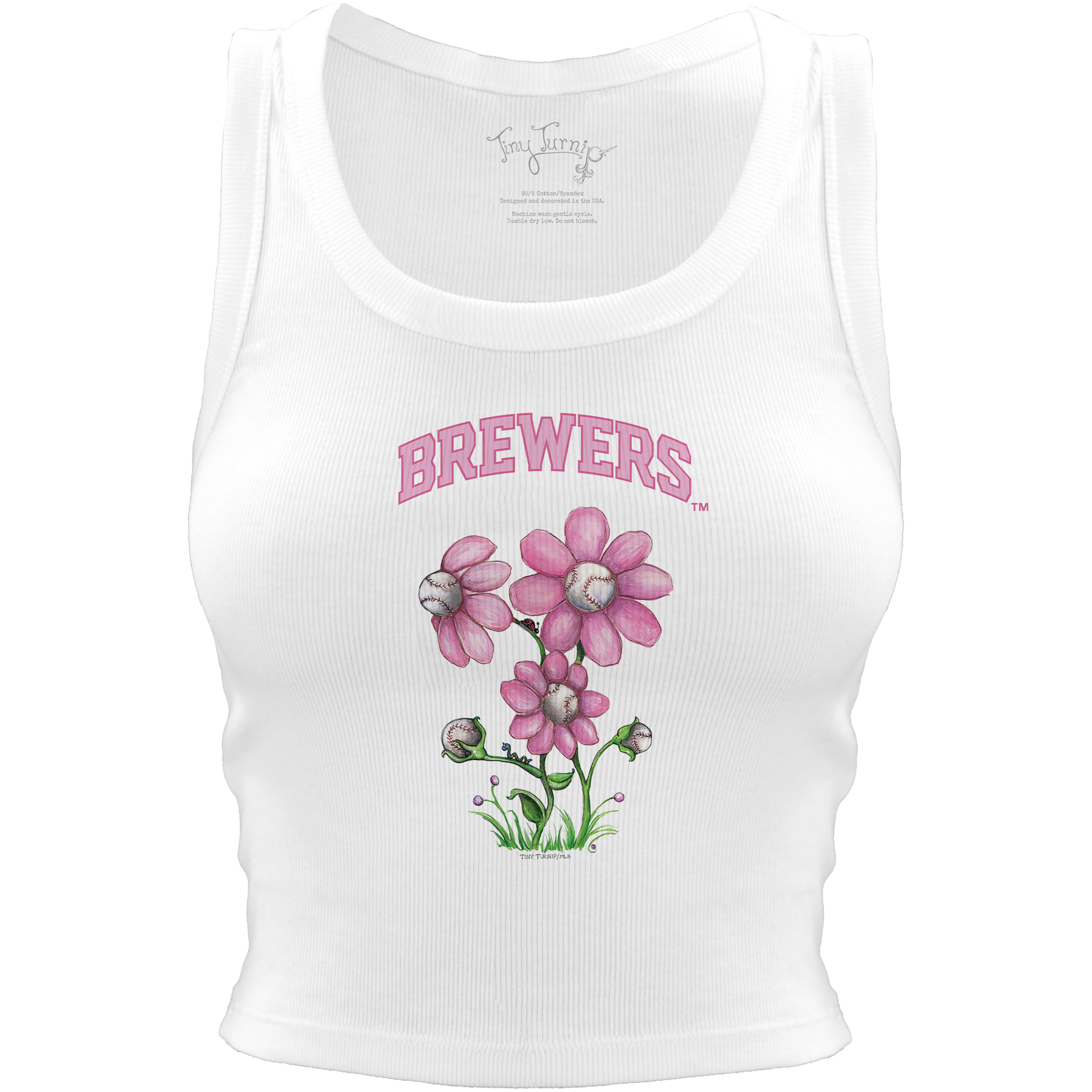 Milwaukee Brewers Blooming Baseballs Crop Tank - Tiny Turnip