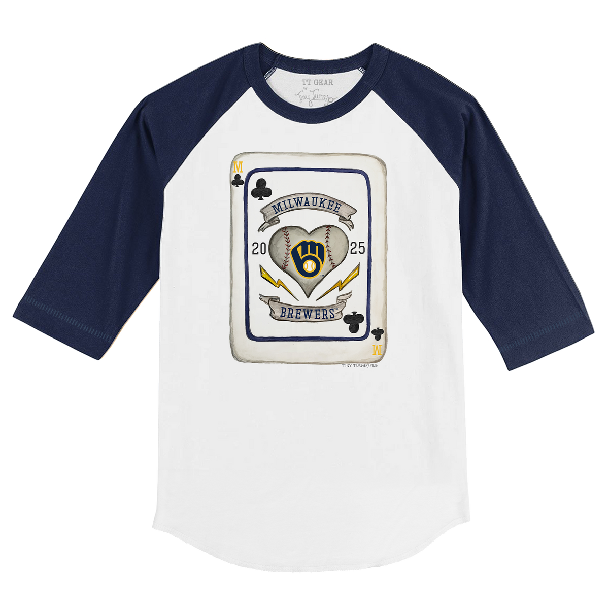 Milwaukee Brewers Card 3/4 Navy Blue Sleeve Raglan