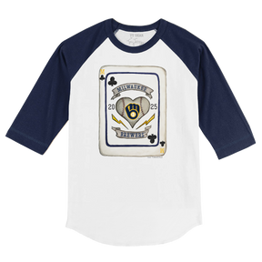 Milwaukee Brewers Card 3/4 Navy Blue Sleeve Raglan