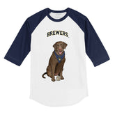 Milwaukee Brewers Chocolate Labrador Retriever 3/4 Navy Blue Sleeve Raglan