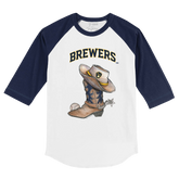 Milwaukee Brewers Cowboy Boot 3/4 Navy Blue Sleeve Raglan