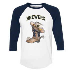 Milwaukee Brewers Cowboy Boot 3/4 Navy Blue Sleeve Raglan