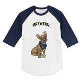 Milwaukee Brewers French Bulldog 3/4 Navy Blue Sleeve Raglan