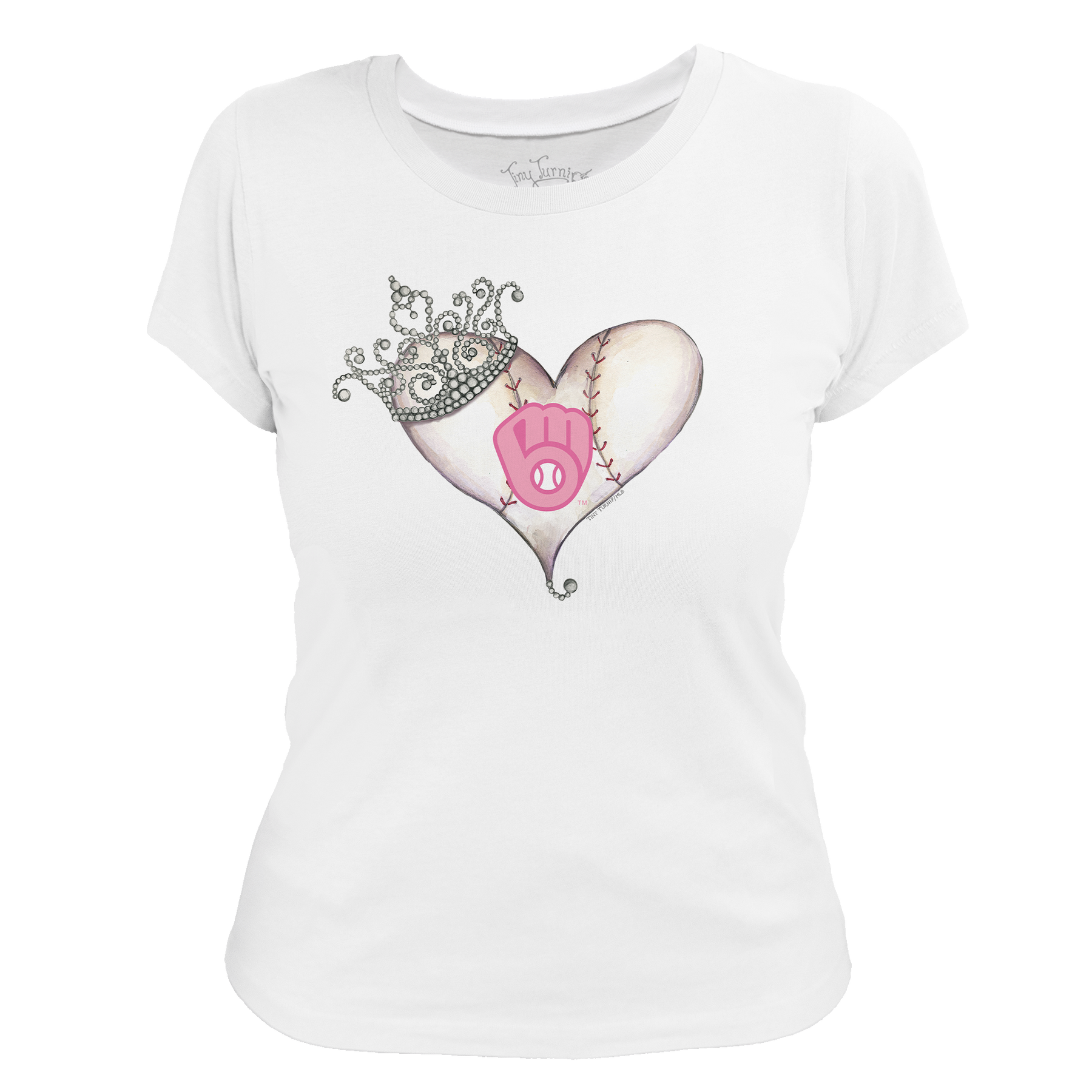 Milwaukee Brewers Tiara Heart Tee Shirt
