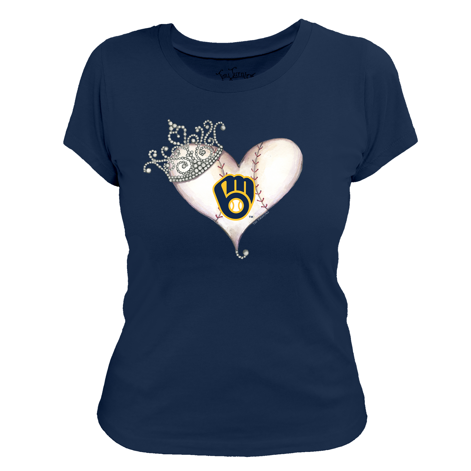 Milwaukee Brewers Tiara Heart Tee Shirt