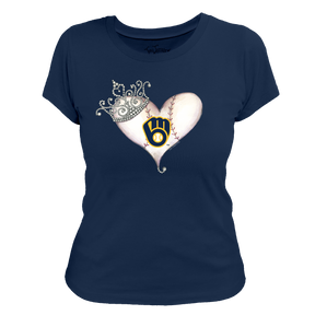 Milwaukee Brewers Tiara Heart Tee Shirt