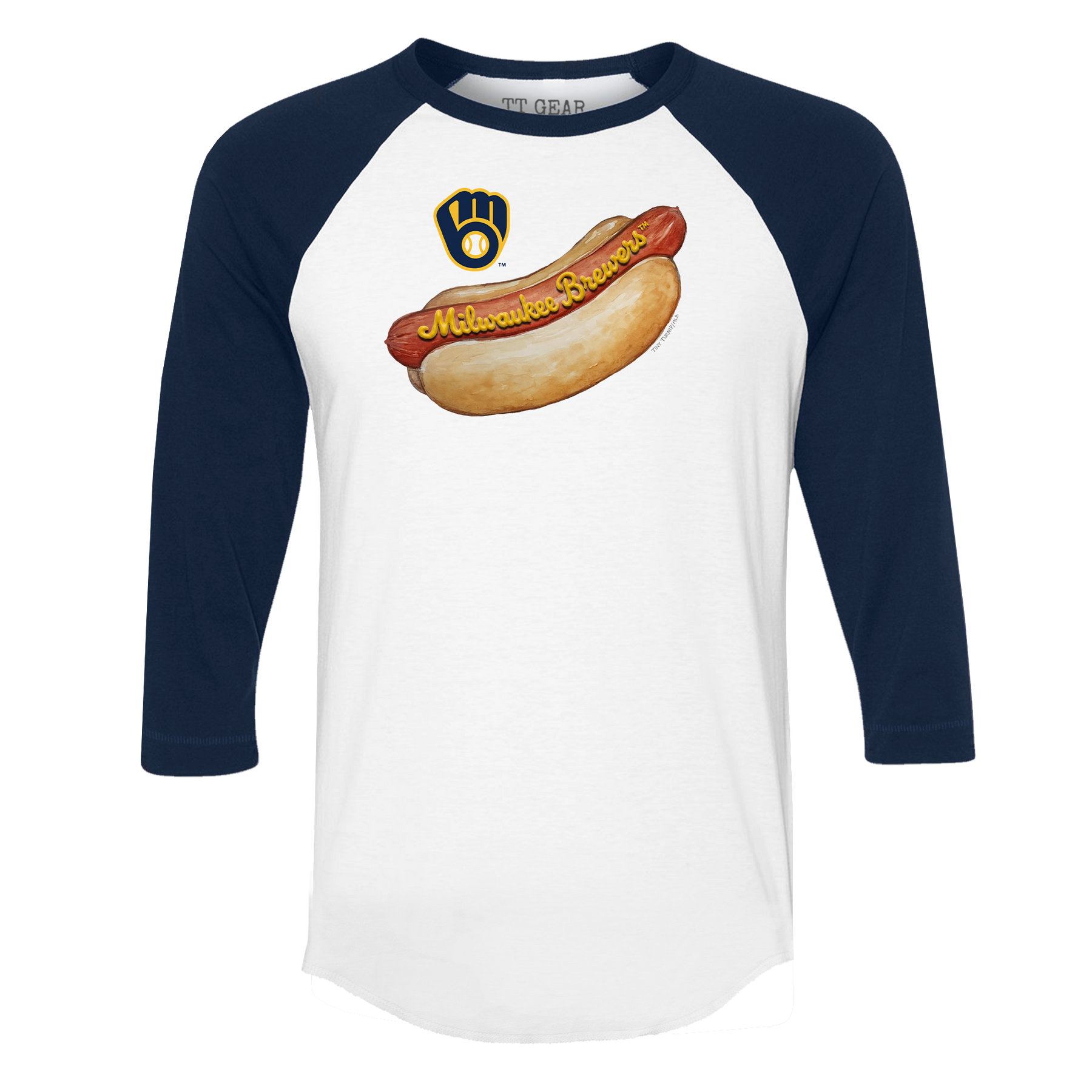 Milwaukee Brewers Hot Dog 3/4 Navy Blue Sleeve Raglan