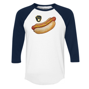 Milwaukee Brewers Hot Dog 3/4 Navy Blue Sleeve Raglan