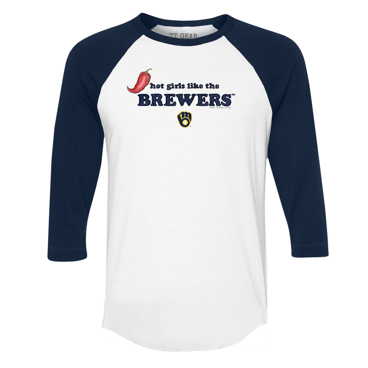 Milwaukee Brewers Hot Girls 3/4 Navy Blue Sleeve Raglan